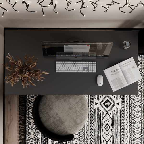 Письменный стол Brevity Loft 1400х750х670 Графит/Черный металл Art In Head