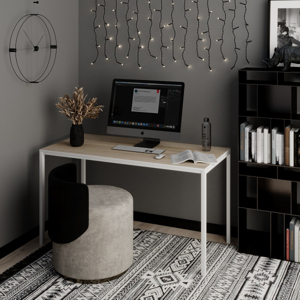 Письменный стол Brevity Loft 1400х750х670 Дуб сонома/Белый металл Art In Head