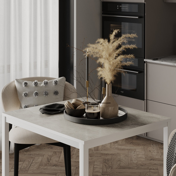 Обеденный стол Brevity Loft mini 670х750х670 Ателье светлый/Белый металл Art In Head