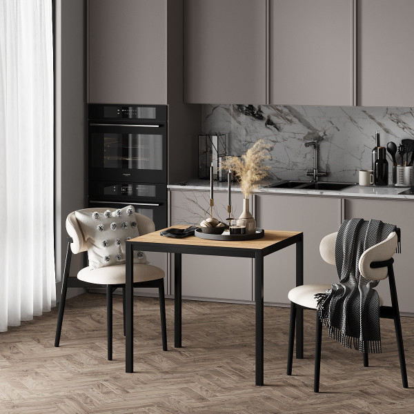 Обеденный стол Brevity Loft mini 670х750х670 Крафт золотой/Черный металл Art In Head