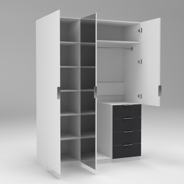 Шафа Крістал 2, Білий/Антрацит, 1500х520х2100 Континент