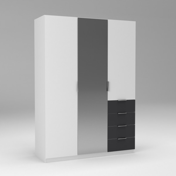 Шафа Крістал 2, Білий/Антрацит, 1500х520х2100 Континент