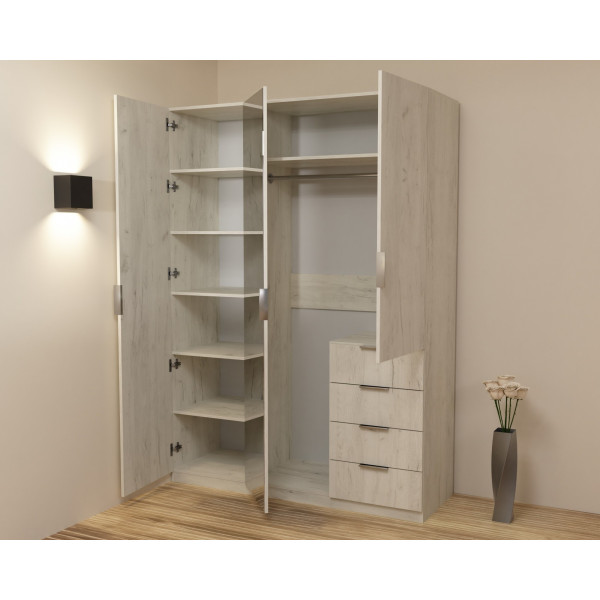 Шафа Крістал 2, Дуб Крафт Білий, 1500х520х2100 Континент