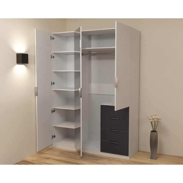 Шафа Крістал 2, Білий/Антрацит, 1500х520х2100 Континент