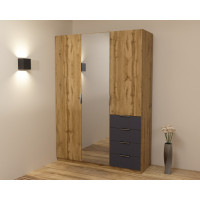 Шкаф Кристал 2, Дуб Аппалачи/Антрацит, 1500х520х2100 Континент