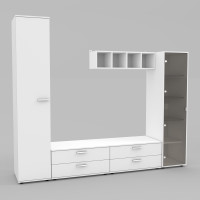 Стінка у вітальню Hugo-4, Білий, 2480х520х2120 Континент