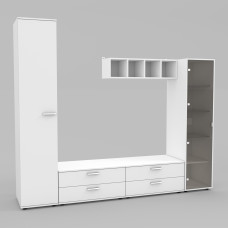 Стінка у вітальню Hugo-4, Білий, 2480х520х2120 Континент