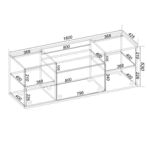 Тумба TV Ketrin К-8, Дуб Аппалачі, 1600/425/530 Континент