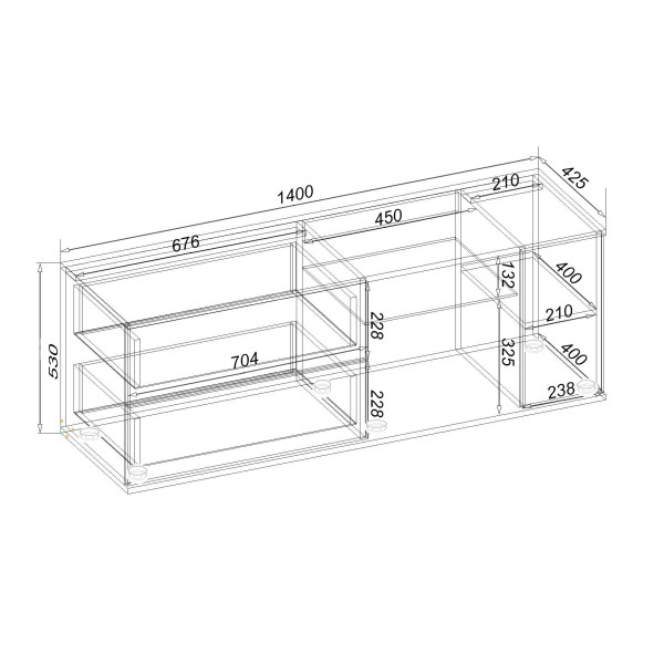 Тумба TV Ketrin К-9, Дуб Конкордія, 1400/425/530 Континент