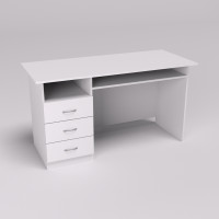 Стіл офісний ОСП-3, Білий, 1400/600/760 Континент