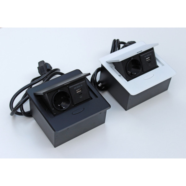 Настольная розетка 1R+USB+Type-C черная Лофт Дизайн