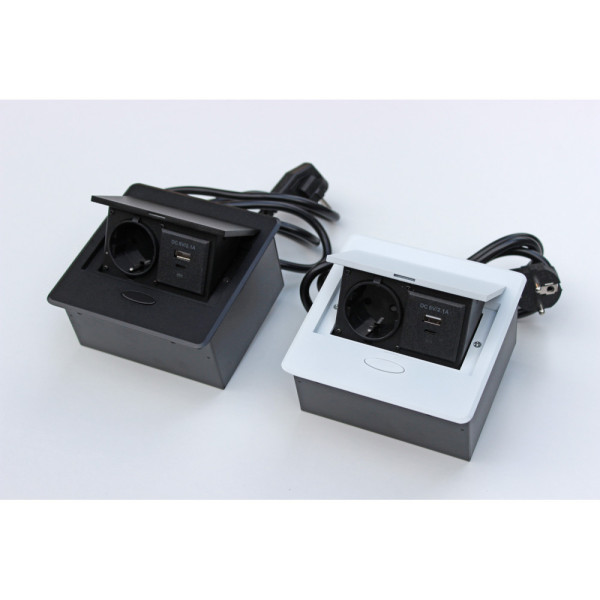 Настольная розетка 1R+USB+Type-C белая Лофт Дизайн