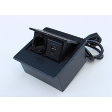 Настольная розетка 1R+USB+Type-C черная Лофт Дизайн