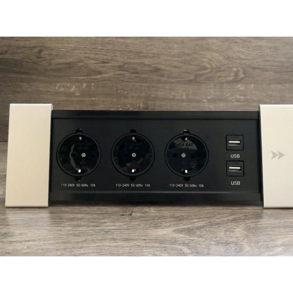 Настольная розетка 280x100 серая Лофт Дизайн