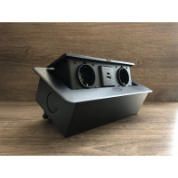 Настольная розетка 2R+USB+Type-C черная Лофт Дизайн