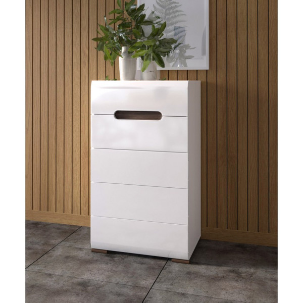 Комод Ацтека Trio KOM5S/10/6 N  з 5 шухлядами Білий/білий глянець BRW