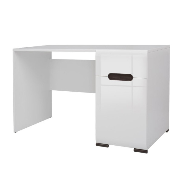 Стол компьютерный, письменный Ацтека Trio BIU1D1S/8/12 1-дверный с 1 ящиком Белый/белый глянец BRW