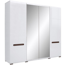 Шкаф для одежды Ацтека Trio SZF2D2L/21/22 N 4-дверный с зеркалом Белый/белый глянец BRW