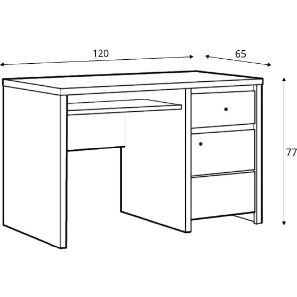 Стол компьютерный, письменный Кристина BIU1D1S120 (B) 1-дверный с 1 ящиком Белый/белый глянец BRW