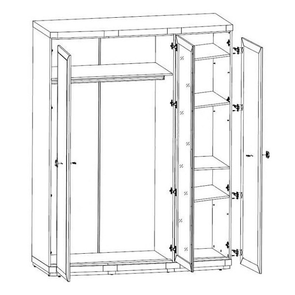 Шкаф для одежды Орегон SZF3D 3-дверный с зеркалом Сосна аризонская/дуб больцано BRW
