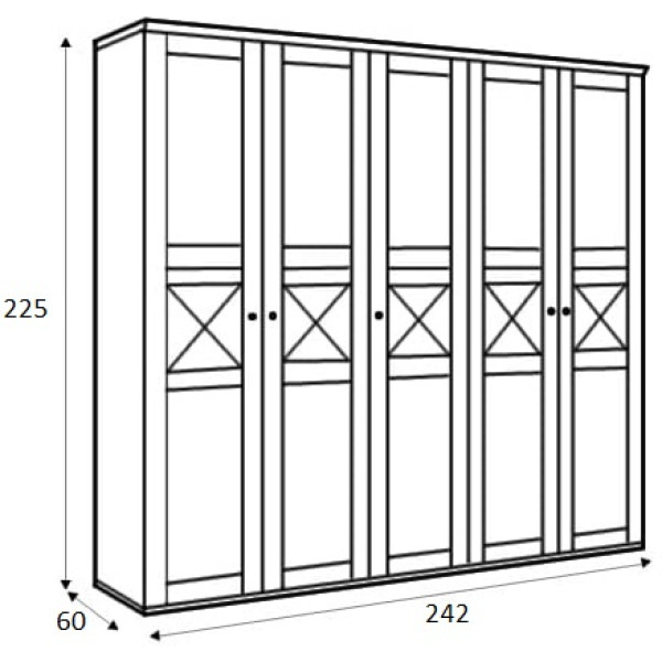 Шафа для одягу Тіна SZF5D 5-дверна Сосна каньйон/дуб сонома трюфель Gerbor