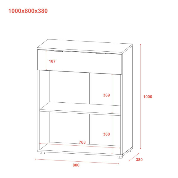 Комод Рон 2 2 фасади 1 шухляда Графіт 80х38х100 Doros