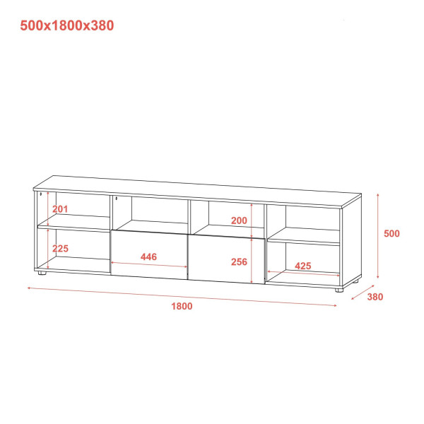 Комод Рон 4 Графіт 2 фасади 2 шухляди 180х38х50 Doros