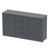 Комод Рон 5 Графит 2 фасада 4 ящика 140х38х81 Doros