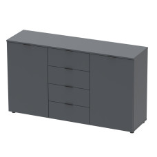 Комод Рон 5 Графит 2 фасада 4 ящика 140х38х81 Doros
