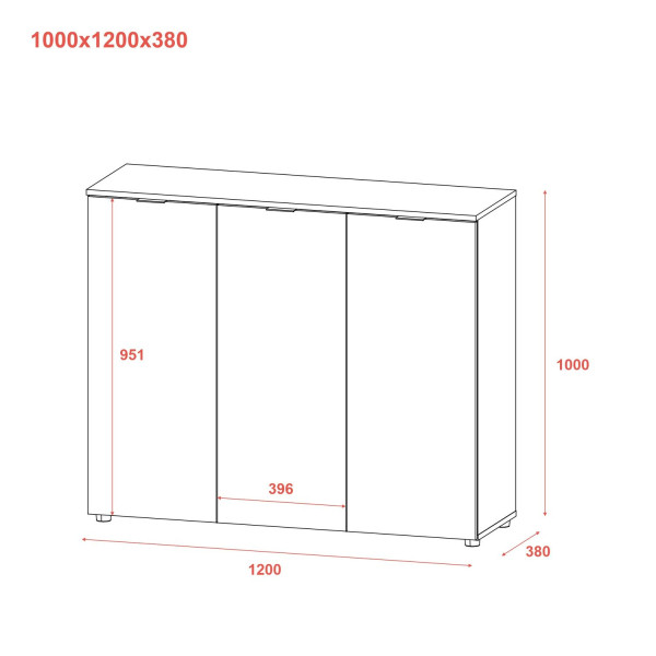 Комод Рон 6 3 фасади Графіт 120х38х100 Doros