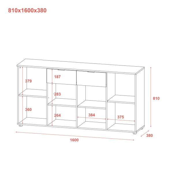Комод Рон 7 Графіт 4 фасади 2 шухляди 160х38х81 Doros