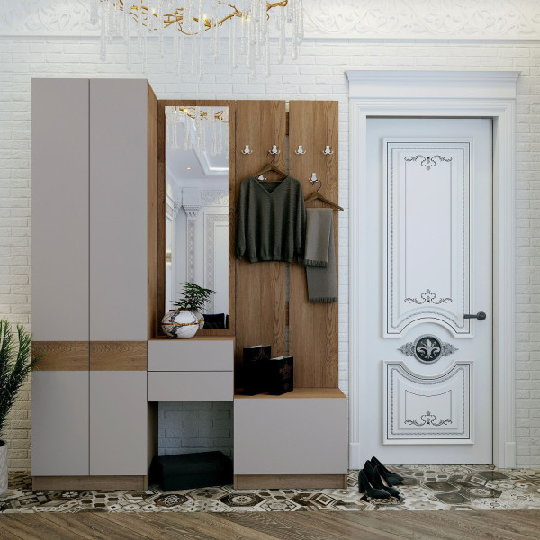 Прихожая Сола 1+3 Канноло/Кашемир ДСП 120х40х215 Doros