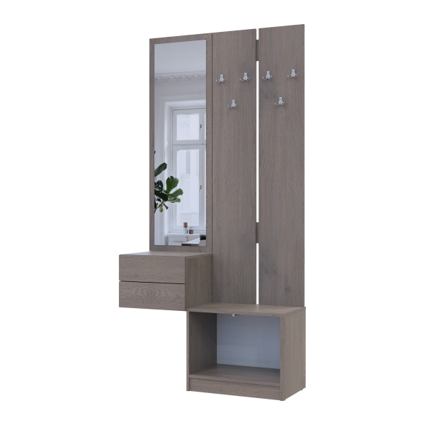 Прихожая Сола 2+3 Канноло/Кашемир ДСП/зеркало 105х40х215 Doros