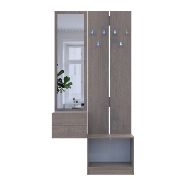 Прихожая Сола 2+3 Канноло/Кашемир ДСП/зеркало 105х40х215 Doros