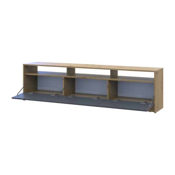 Тумба ТВ U3 Дуб Артизан/Графит ДСП 180х33х43 Doros