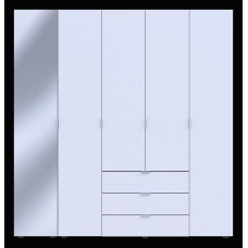 Шкаф для одежды Гелар Белый 4ДСП/Зеркало 194х49.5х203.4 Doros