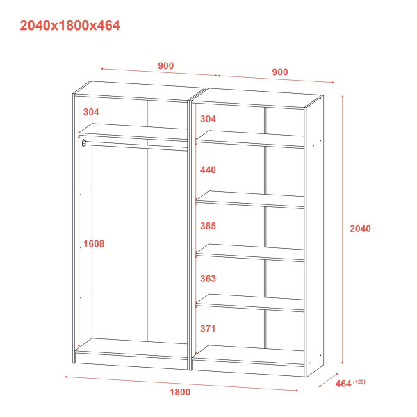 Комплект Промо з полицями Графіт 2+2 ДСП 180х48х204 Doros