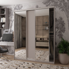 Шкаф купе Сити Лайт Кашемир 1 ДСП / 2 зеркала 225х60х225 Doros