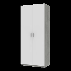 Распашной шкаф для одежды Кен Бетон / Белый 2 ДСП 90х52х210 Doros