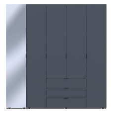 Шкаф для одежды Гелар Графит 4ДСП/Зеркало 194х49.5х203.4 Doros