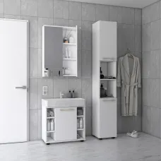 Комплект для ванной комнаты Мира Белый ДСП 84х33х183.5 Doros