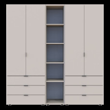 Распашной шкаф для одежды Гелар с Этажеркой Кашемир 2+2 ДСП 193.2х49.5х203.4 Doros
