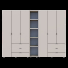 Распашной шкаф для одежды Гелар с Этажеркой Кашемир 3+3 ДСП 270.6х49.5х203.4 Doros