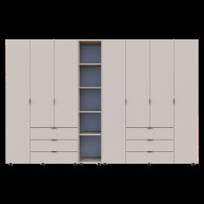 Распашной шкаф для одежды Гелар с Этажеркой Кашемир 3+4 ДСП 309.4х49.5х203.4 Doros