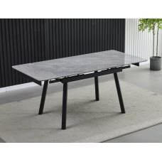 Стол обеденный раскладной MADRID CERAMIC 120(180)*85 серый глянец / черный каркас Intarsio