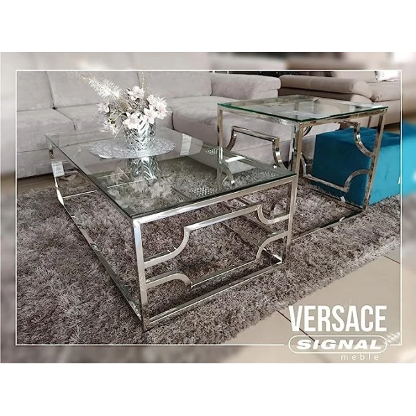 Журнальный стол Versace C 80х40 Прозрачный / Серебряный VERSACECTS Signal