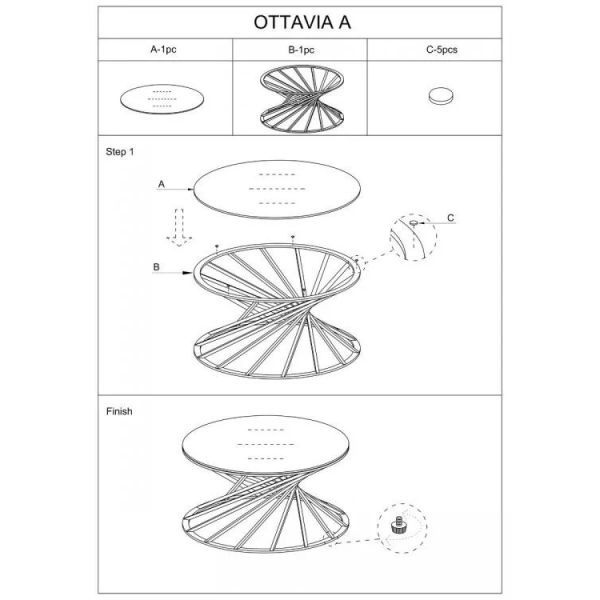 Журнальный столик OTTAVIA A стекло дымчатое янтарное / золото OTTAVIAACTZL Signal