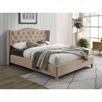 Двуспальная кровать ASPEN VELVET 160x200 цвет беж / дуб BLUVEL 28 ASPENV160BD Signal