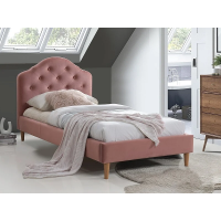 Односпальная кровать CHLOE VELVET 90X200 античная роза / дуб BLUVEL 52 CHLOEV90RD Signal