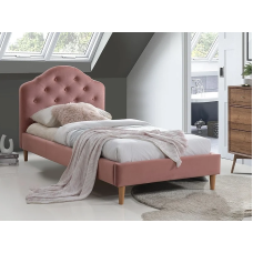Односпальная кровать CHLOE VELVET 90X200 античная роза / дуб BLUVEL 52 CHLOEV90RD Signal